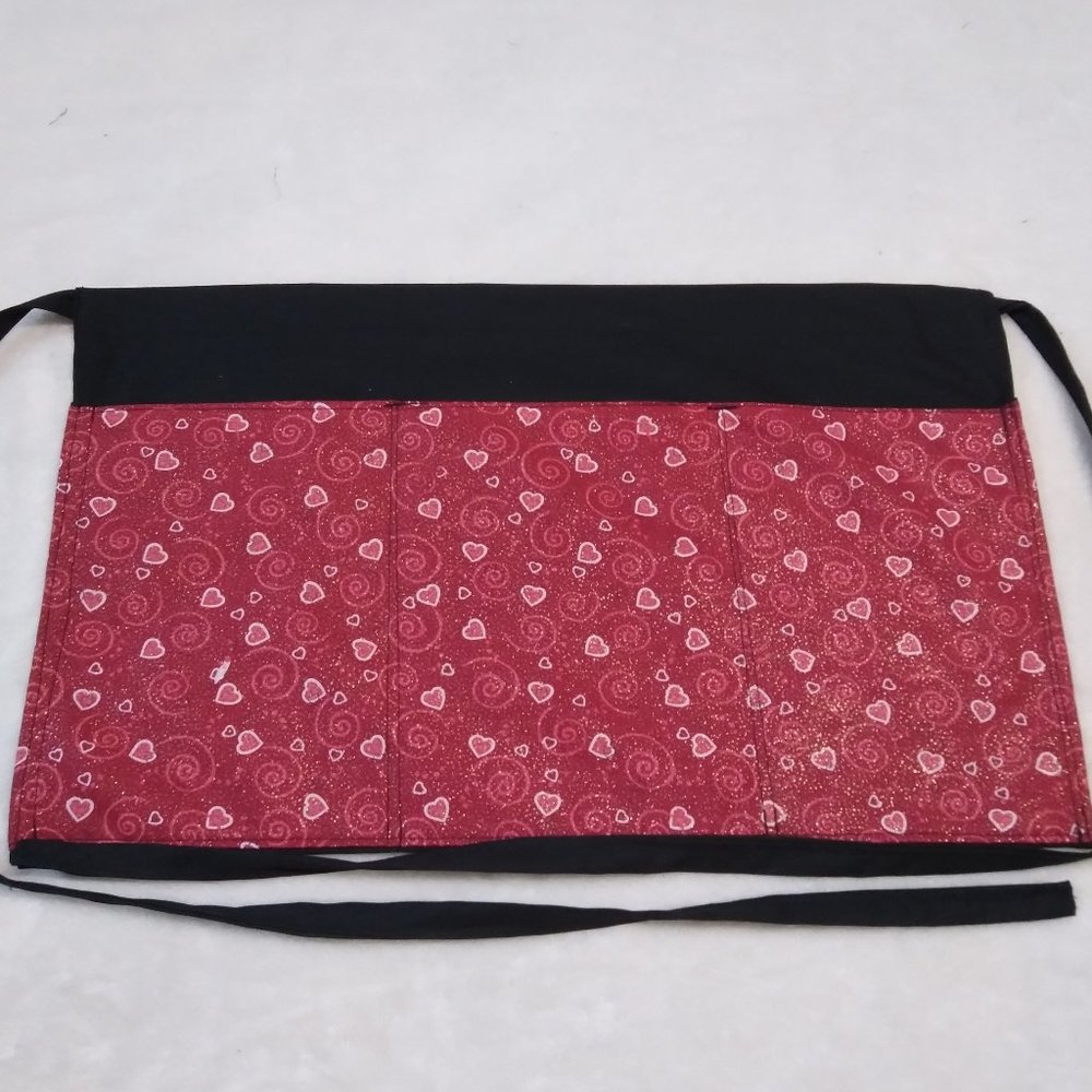 Pink Hearts on Red Apron 20" x 12"